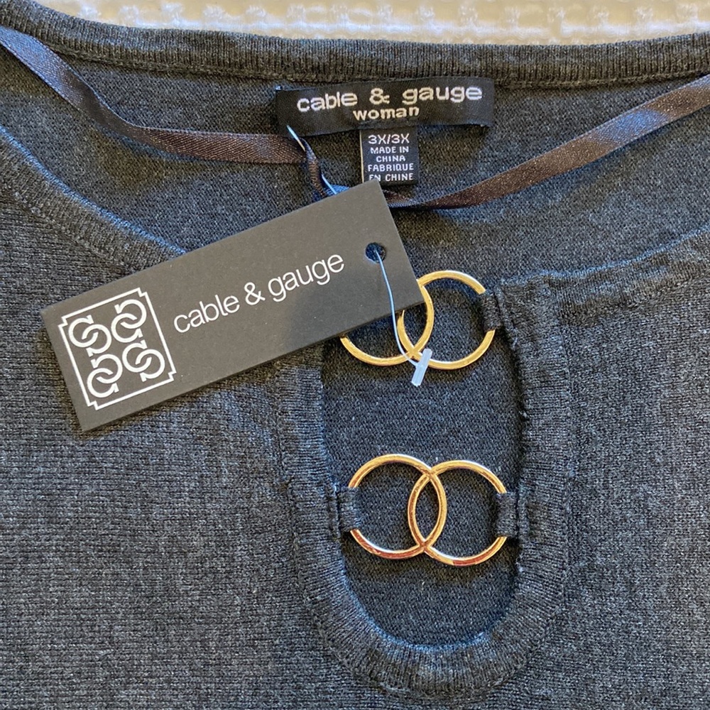 CABLE & GAUGE Gray 3X sweater top